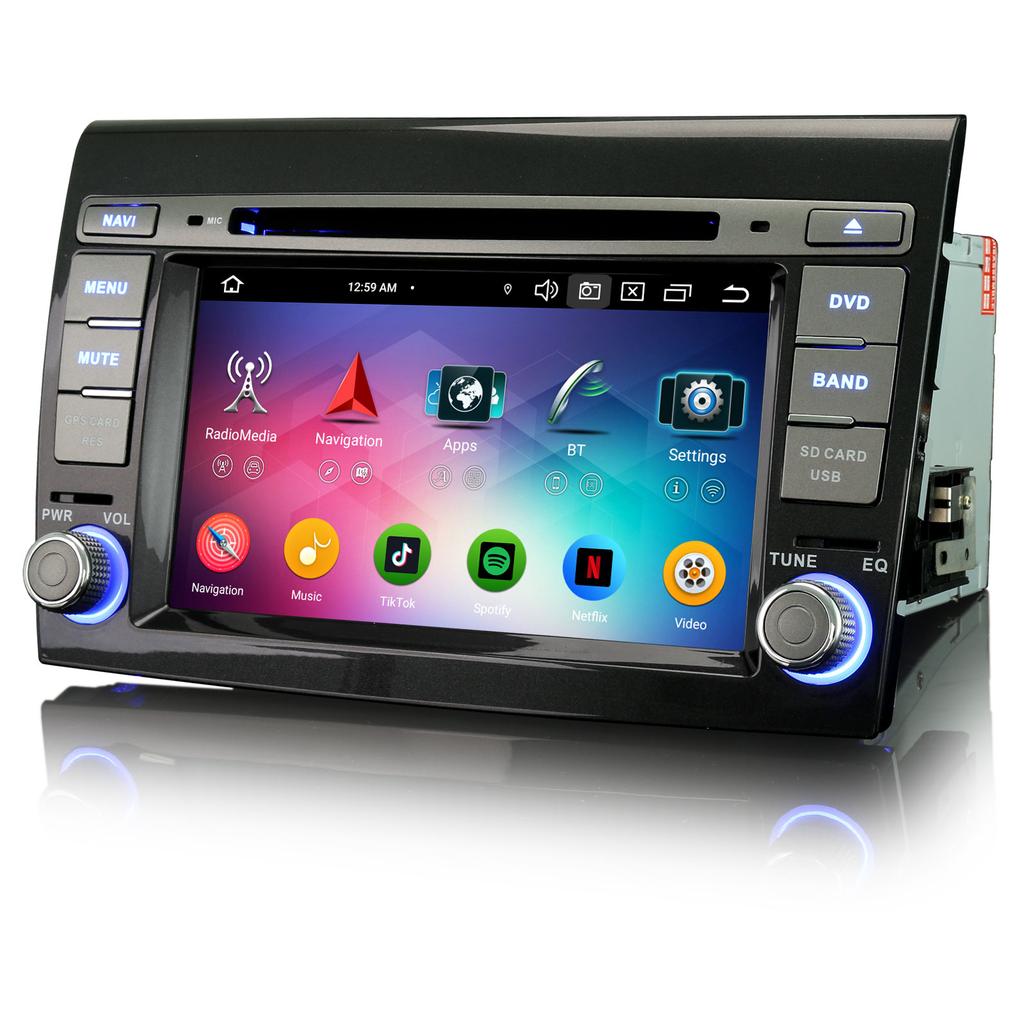 EU Stock Erisin ES6571F 7" Touchscreen 2 Din Car GPS Radio Android 14 Car for DVD Player Carplay for Fiat Bravo Featuring SD