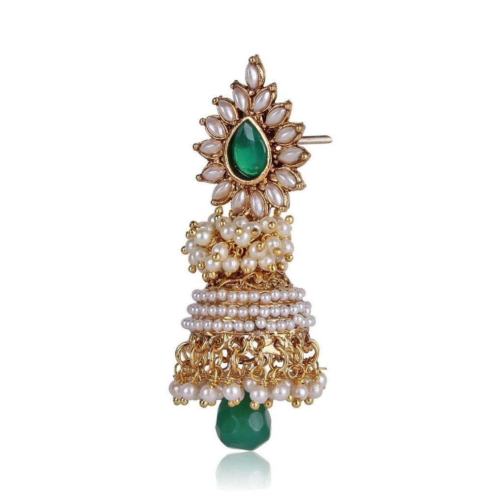 Стильный необычный традиционный джумки с белой жемчужиной для женщин