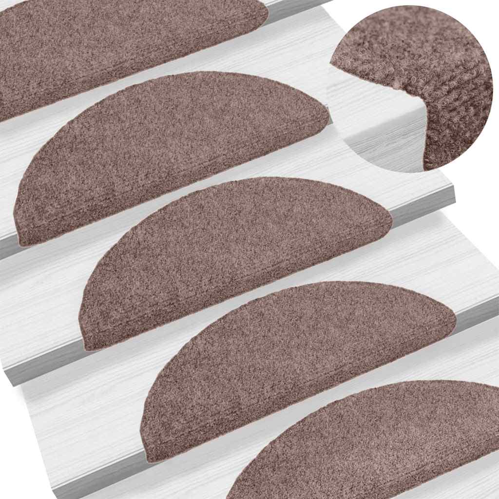 Self Adhesive Stair Treads 5 pcs 56 x 17 x 3 cm Light Brown Semi Round