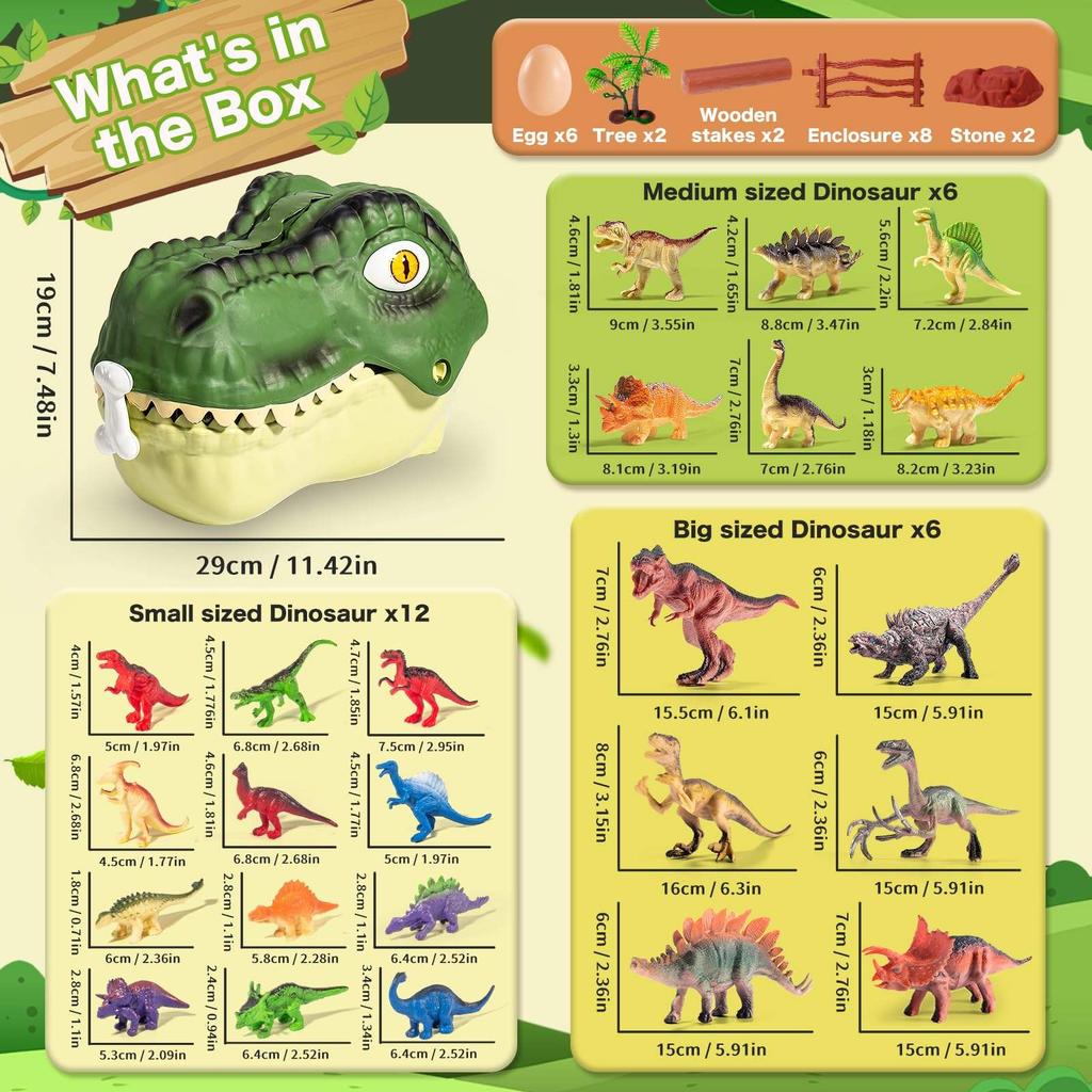 Фигурки динозавров Включает коробку для хранения Dino, Мир динозавров Игрушки, Подарок-игрушка для детей 46 шт. Игрушка-динозавр