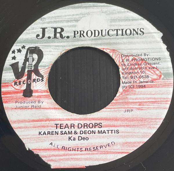 7-дюймовая пластинка KAREN SAM DEON MATTIS KA DEO Tear Drops NONE J.R. Производство 1994 Ямайка Регги Ска Даб Б/у