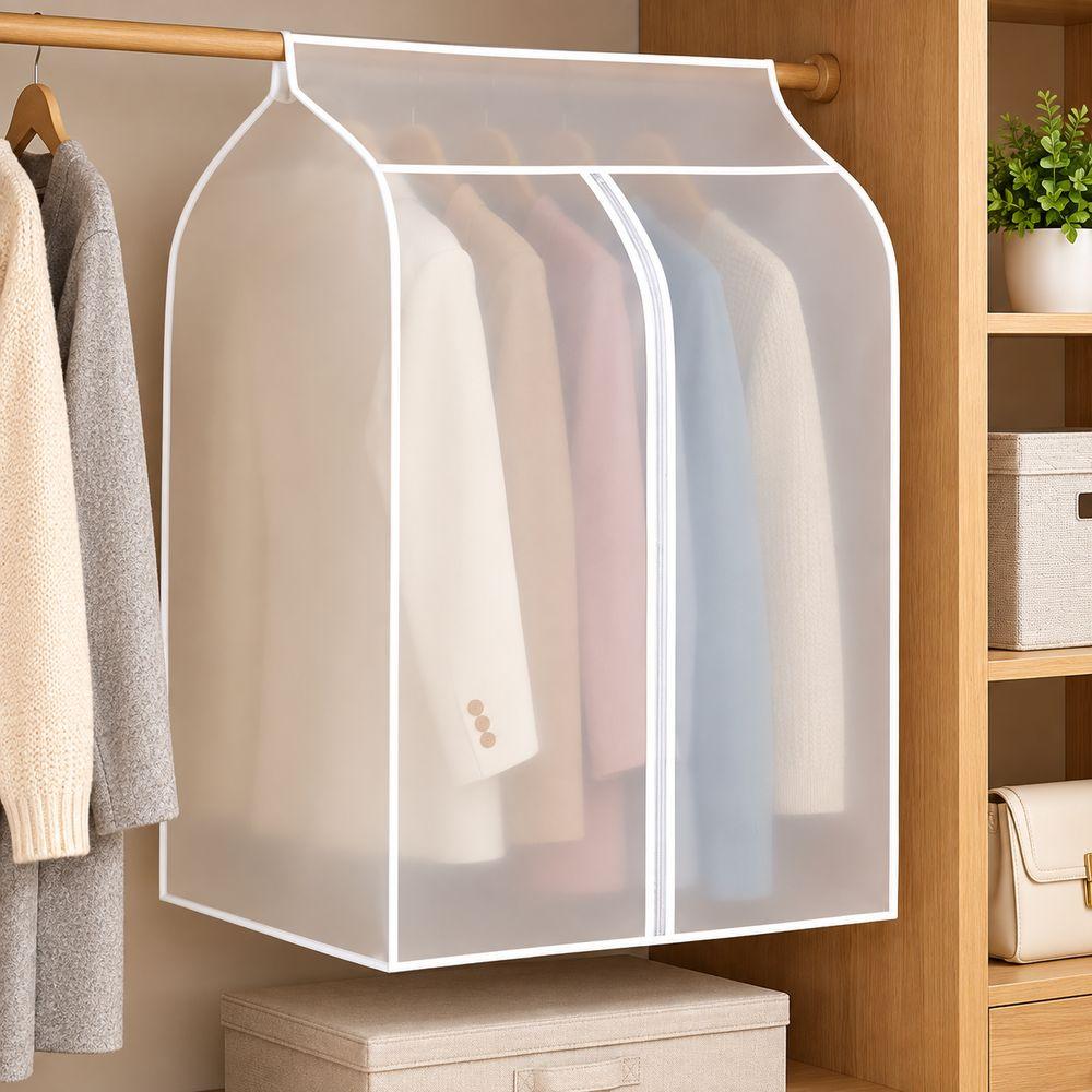 Translucent Garment Cover Hook And Loop Fasteners Clothing Organizer Dustproof Clothes Cover Home