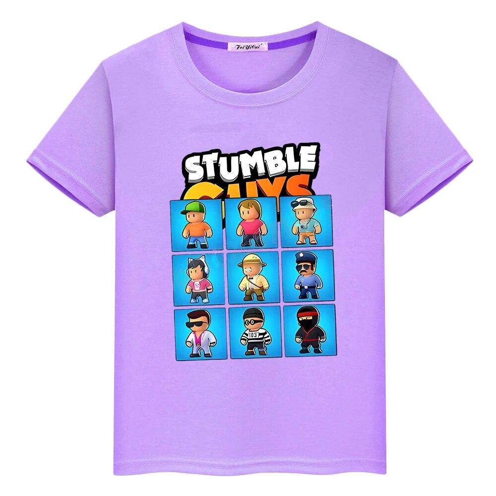 Короткая футболка из 100% хлопка для мальчиков Stumble Guys, футболка Kawaii Pride, цельная футболка y2k, повседневные футболки с принтом аниме, топы, детская одежда для девочек