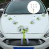 Реалистичный набор искусственных цветочных композиций для украшения свадебного автомобиля в бело-зеленой цветовой гамме