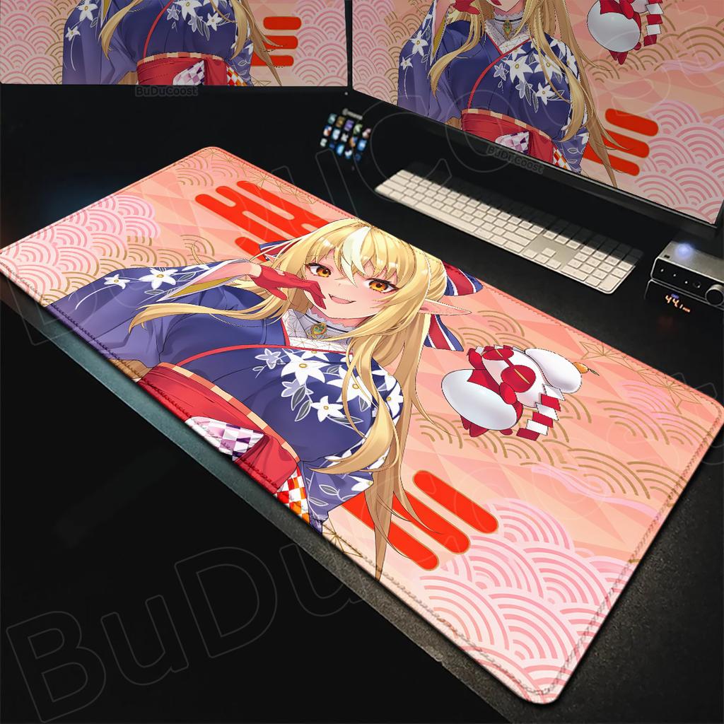 Hololive Kawaii Girl Shiranui Flare Desktop Carpet Laptop Anime Keyboard Mat PC Gaming Accessories Non-slip Rubber Base Mousepad