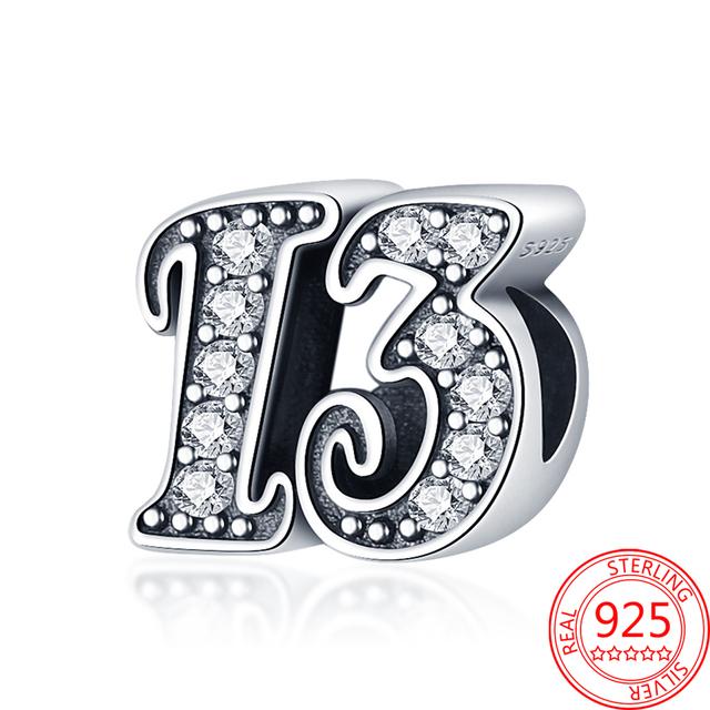 Изящные сверкающие подвески из стерлингового серебра 925 пробы с номером 23, подходящие для модных браслетов и ожерелий, женские ювелирные украшения своими руками, подаркиjavascript: недействительным(0)