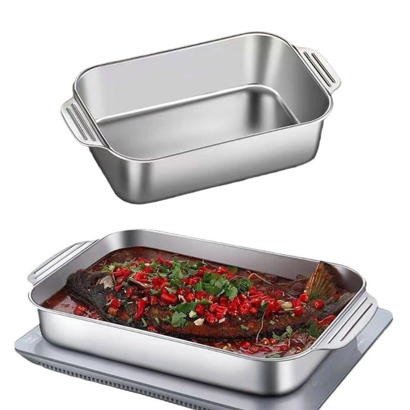 Large Capacity Tray Roasting Tray Roasting Plate Kitchen Bakewares StainIess Steel Material Suitable for Outdoor Picnics