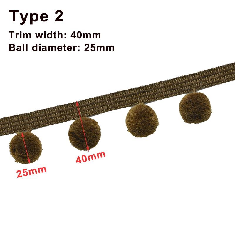 5M/25M 30mm Ball Pom pom Trim 48mm Width Fringe Ribbon Sewing Decoration Pompom Tassel for Pillow Curtain Tablecloth DIY Craft