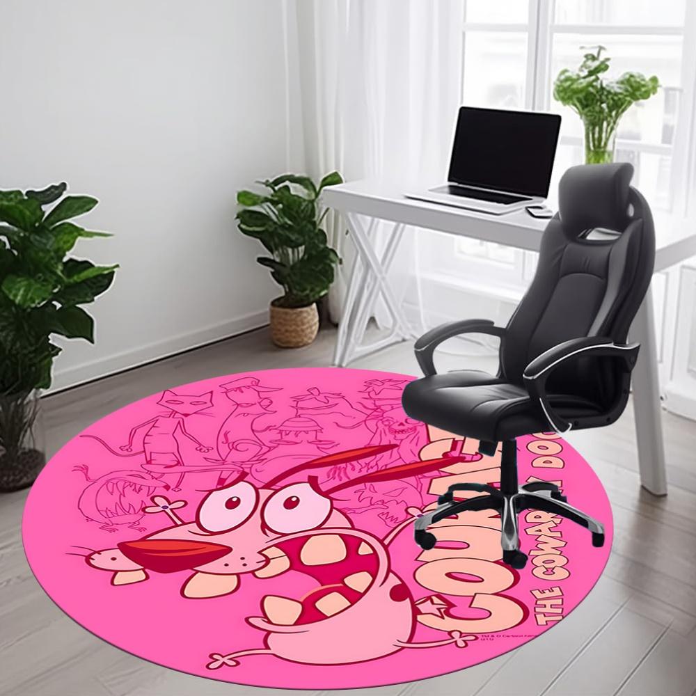 1pc Courage Dog Office Round Area Rug, Under Office Chairs Bedroom Living Room Home Decor, Room Deco