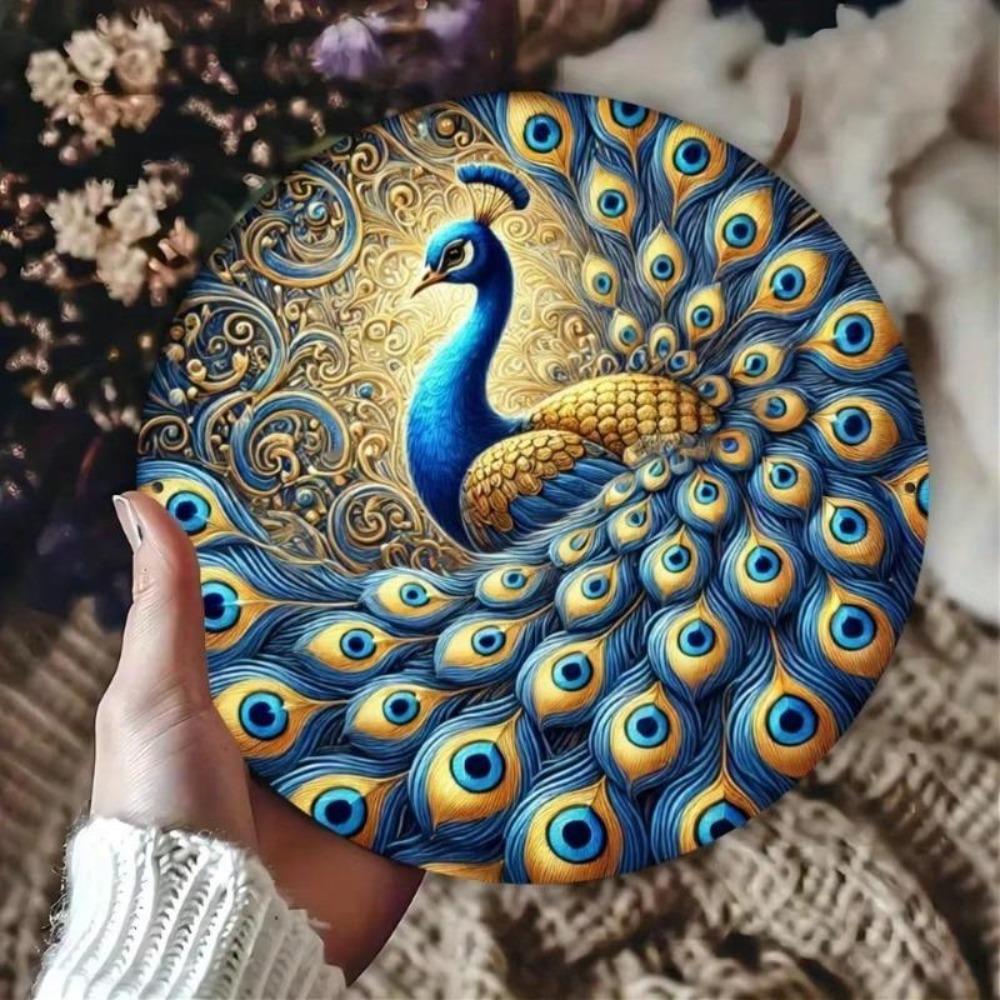 Круглая металлическая настенная art-панель Осенний пейзаж Настенная роспись для декора помещений и улицы