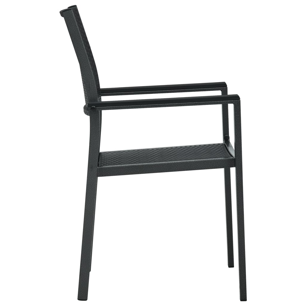 Garden Chairs 2 pcs Black Plastic with Wicker Look