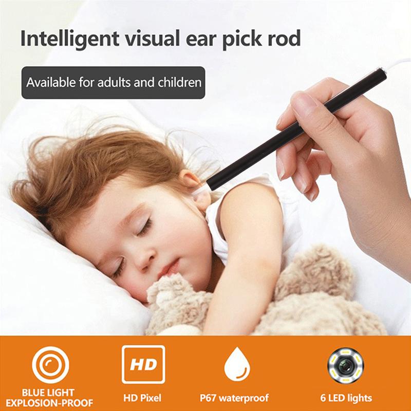 1 комплект, 5,5 мм, умный визуальный эндоскоп, ложка для чистки ушей, камера, отоскоп, инструмент для удаления ушной серы