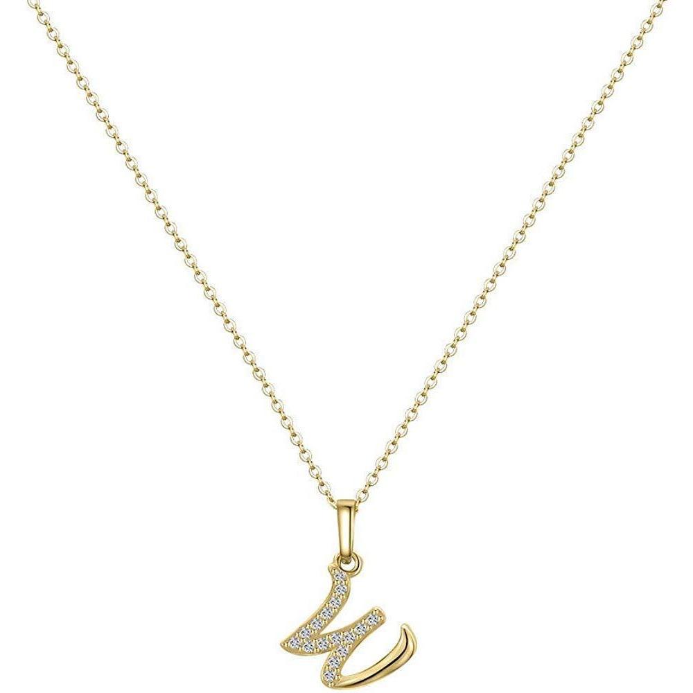 Европейское и американское простое и модное женское ожерелье с 26 заглавными буквами, позолоченное 14-каратным серебром, аксессуары для ожерелья с микро-набором циркония