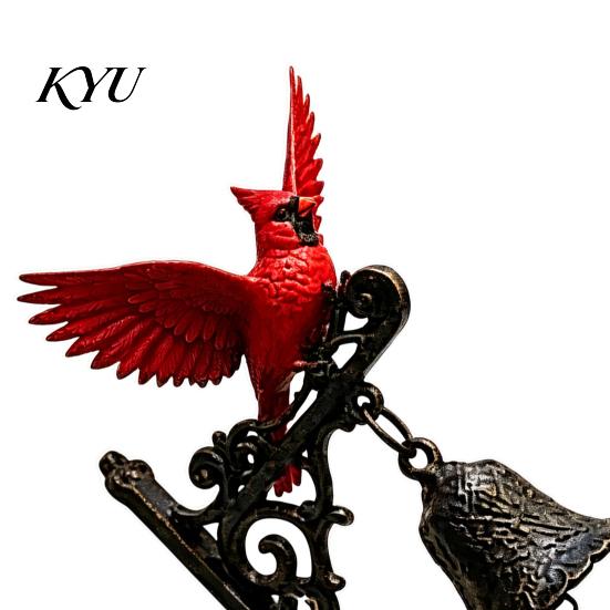 Durable Garden Hanging Ornament Red Bird Wall Mounted Doorbell, Resin Bell, Outdoor Handcrafted Door Bell Weatherproof for Farmhouse Porch Home Decor