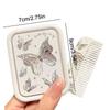 Складное зеркало для макияжа Butterfly Flip-Top, портативное карманное зеркало для женщин, прямоугольное косметическое зеркало с расческой