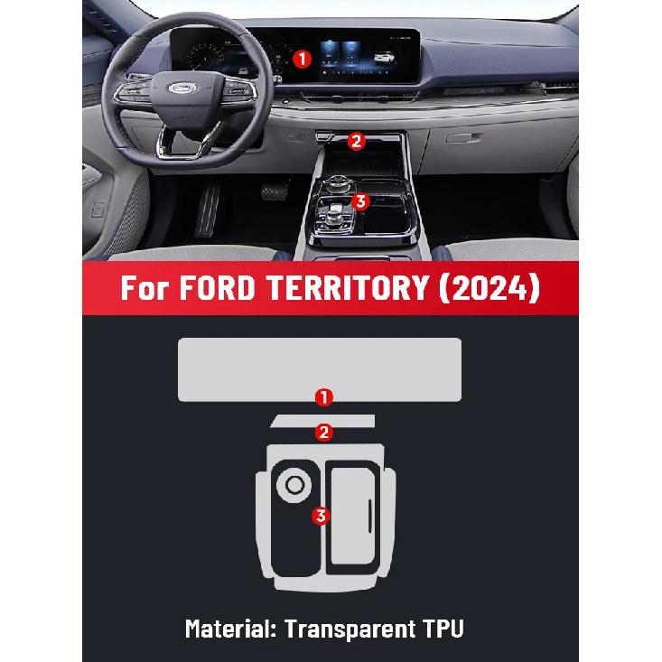 Anti-scratch Car Interior Center Console Media Dashboard Navigation TPU Protector Film For FORD TERRITORY 2024 Accessories