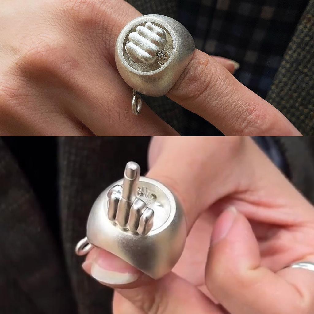 Кольцо на средний палец, ретро-персонажное декомпрессионное кольцо, забавное кольцо, милое юмористическое кольцо на средний палец, рождественская новинка, розыгрыш, подарок на средний палец