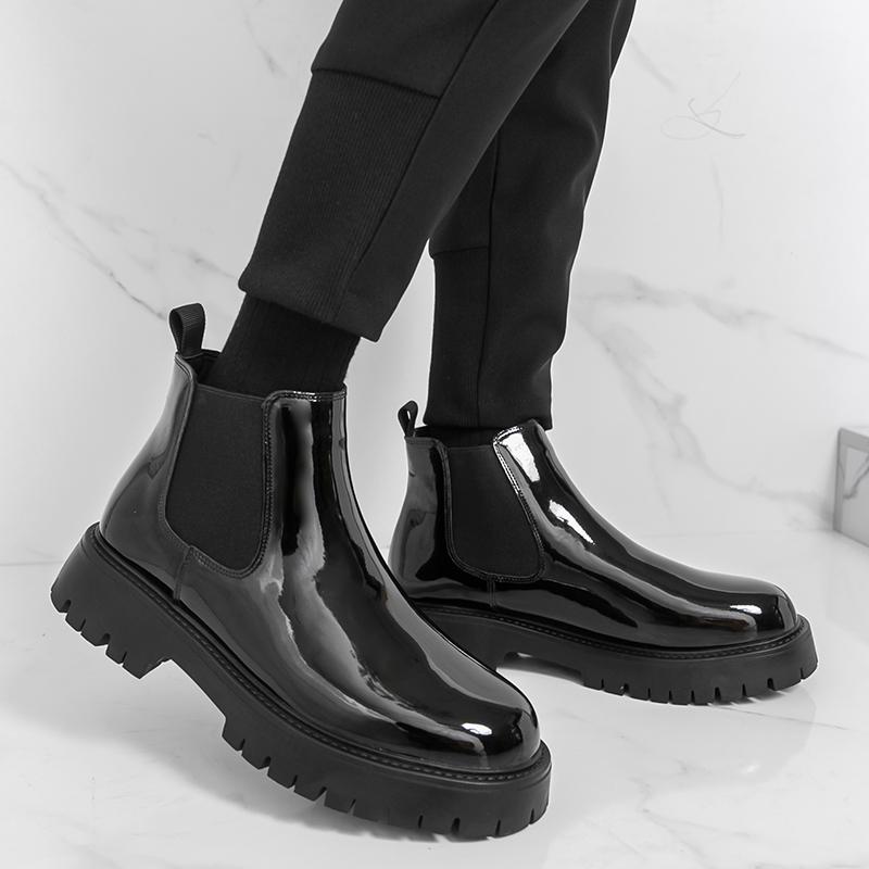 Модные классические мужские челси на толстой подошве, мужские повседневные удобные и модные ботинки с большим носком, ботинки джентльмена, размеры 38-46