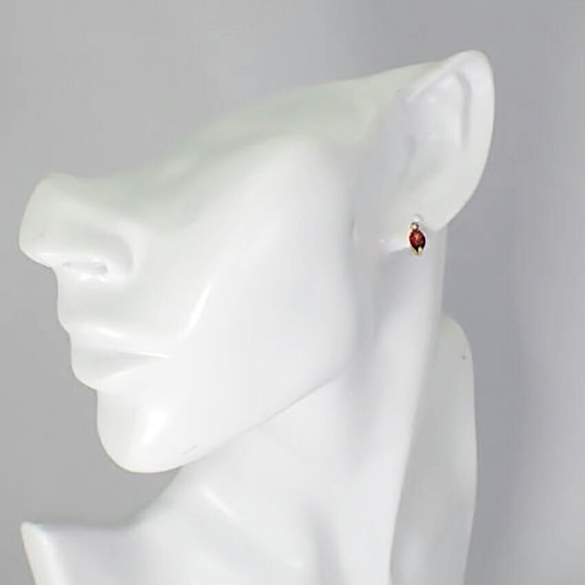 [New] K18 Rhodolite Garnet Diamond Marquise Earrings [i6-4]