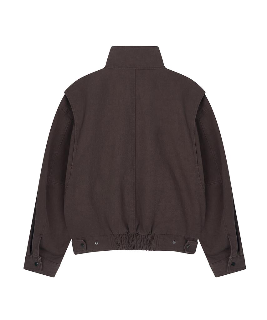 SANDRIC Side Button Cotton Jacket_Brown