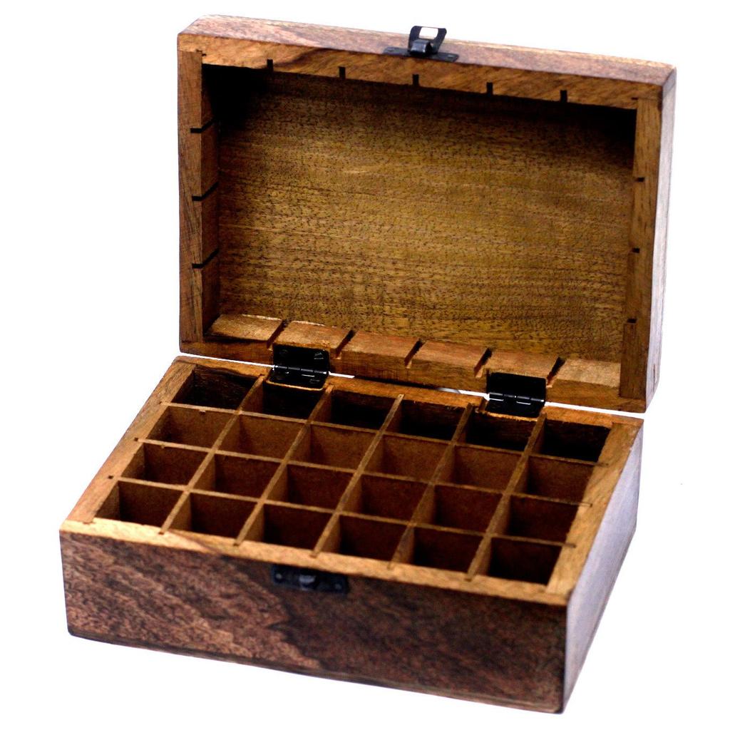 Essential Oil Storage Box Mango Wood 24 Slots