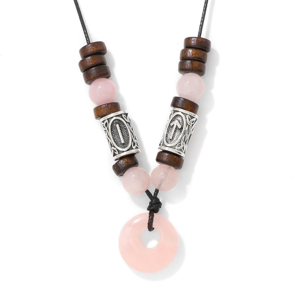Bead Run Wood Bead Viking Bead Safety Buckle Retro Style Rune Bead Rune Bead Ethnic Style Sweater Chain Retro Fashion