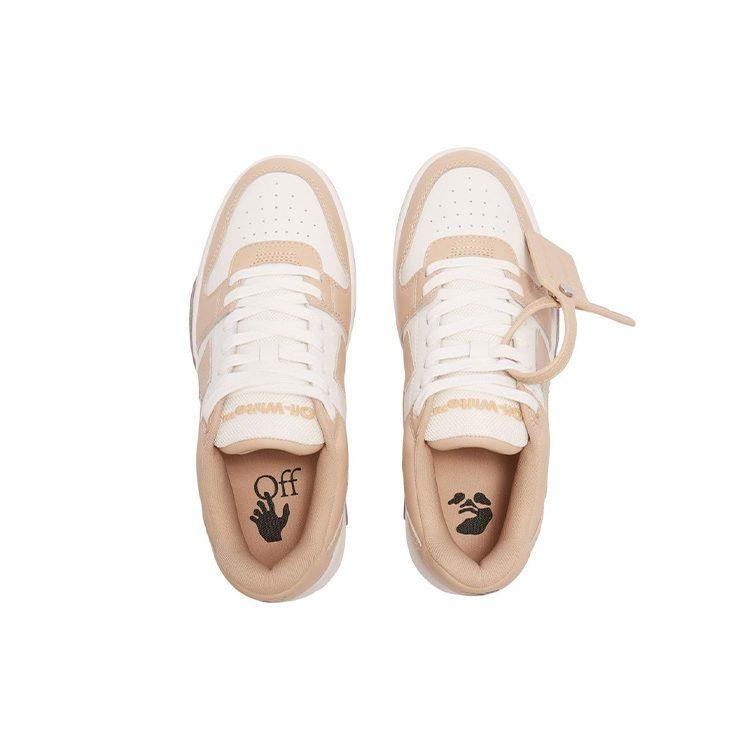 OFF WHITE Out Of Office 'OOO' Низкие кеды из телячьей кожи Светло-коричневые Женские OWIA259F22LEA0010134