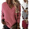 Women Fall Winter Top Multi-layered V Neck Solid Color Thick Warm Long Sleeve Soft Breathable Loose Pullover Casual Lady Blouse Sweatshirt