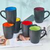 Ceramic Coffee Mug with Colorful Interior Easy-to-Clean Handle Tea Cup 16 OZ Matte Beverage Cup for Latte Tea Cappuccino