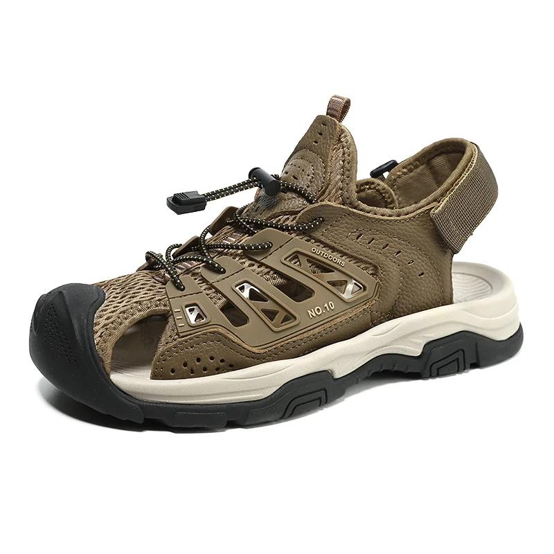 High Quality 2025 New Outdoor Casual Leather Sandals Summer Waterproof Waterproof Sandals Casual Non-Slip Quick Dry Beach Shoes