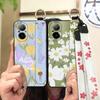 Fashion Design Ring Phone Case For Realme C67 4G Back Cover Kickstand Wrist Strap Anti-dust Anti-knock Soft Case Flower