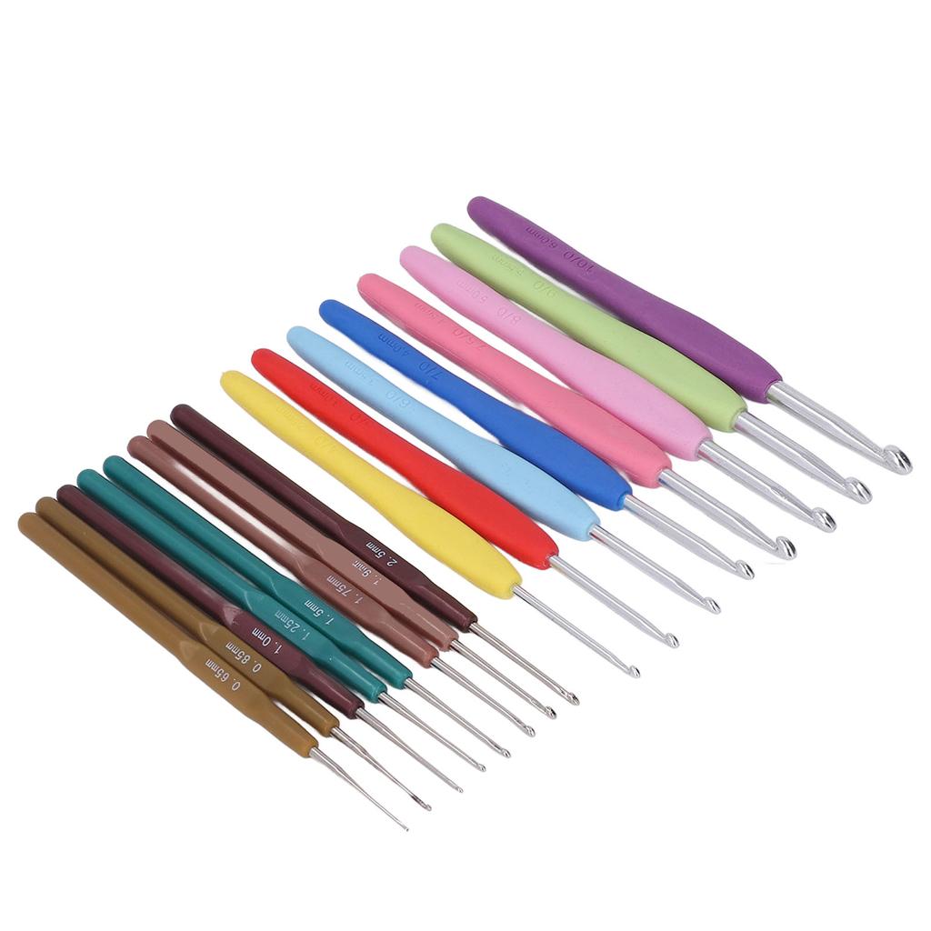 16 Pcs Crochet Hook Set Portable Comfortable Plastic Handle Thick Thin Crochet Needle Set