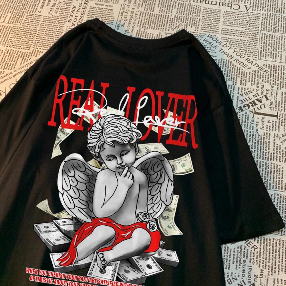 Футболки Real Lover Financial Freedom для мужчин и женщин из хлопка, свободные футболки с круглым вырезом, удобные футболки, летние дышащие топы для пар