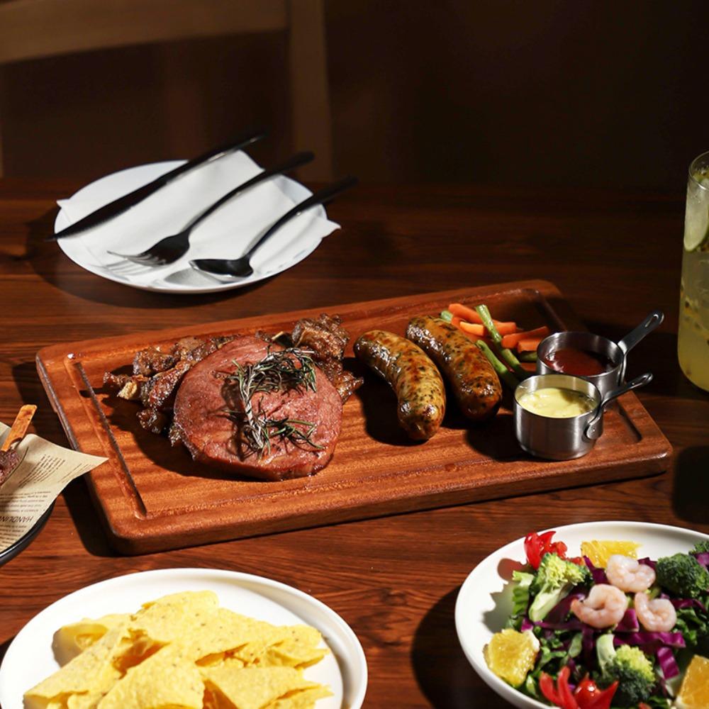 Wood Solid Wood Plate Smooth Dessert Tray Easy Clean Steak Tray Kitchen