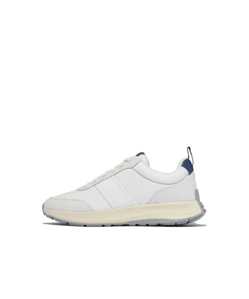 Fitflop [F-Mode] Men'S Leather/Suede Sneakers - Urban White/Ocean Blue (Ft59K1N021)