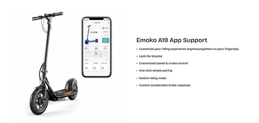 Electric Scooter EMOKO A19 500W 12 inch Electric Scooter 35km/h 36V 15Ah Battery Intelligent APP Control Range 50km