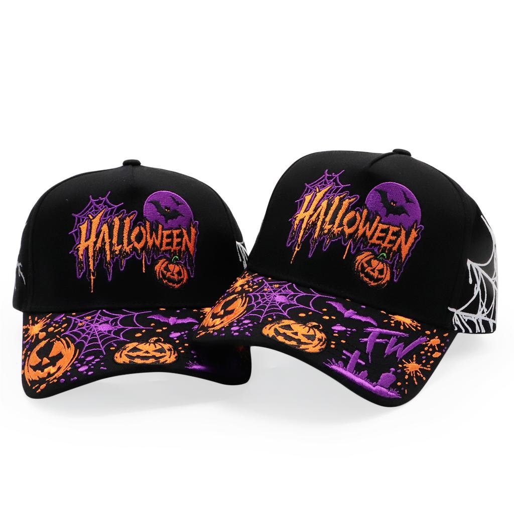 Custom Halloween Embroidered Baseball Cap Curved Brim Hat for Seasonal Retail Gifts