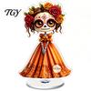 Day of The Dead Decoration Acrylic Skeleton Table Sign for the Dead, 360 Degrees Rotation Sugar Skull Decor Decor, Dia de los Muertos Ornament