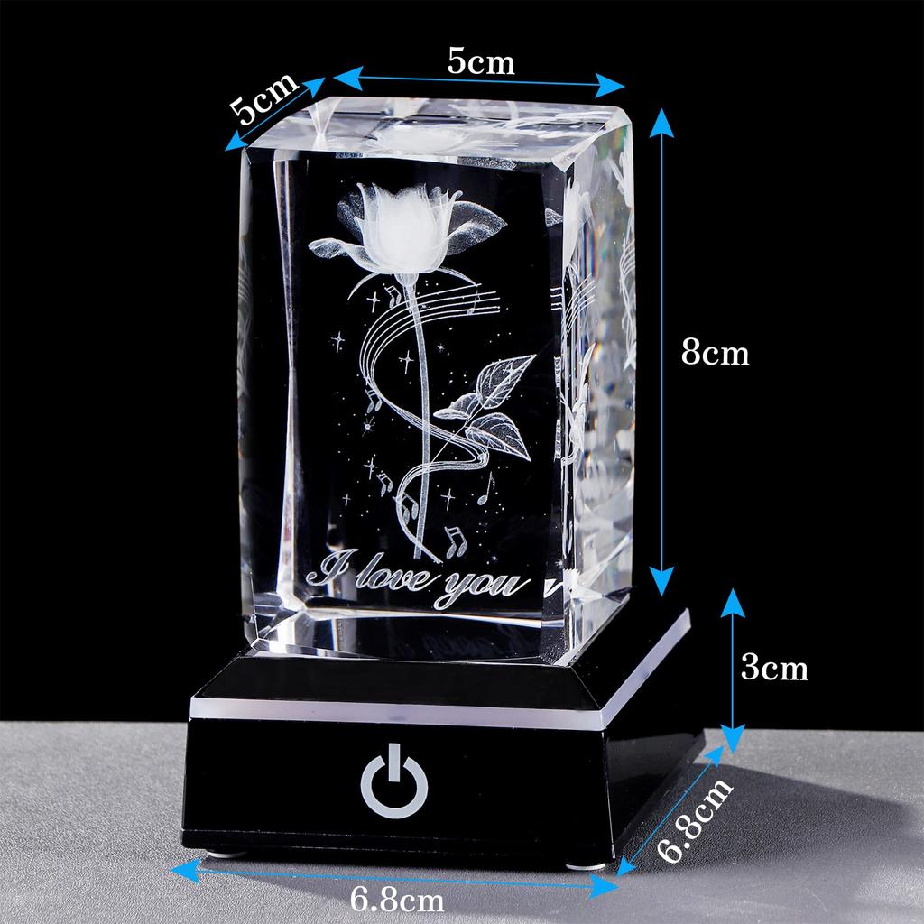 A Popular K9 Crystal I LOVE YOU Rose Figurine with an LED Light Base and USB Perfect As a Wedding or Day Gift for Your Girlfriend or A Stylish Glass