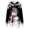 Women's Fashion Loose Casual Pocket Long Sleeve Hoodie Christmas Printed Sweatshirt Top