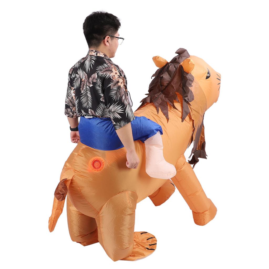 Надувной костюм льва Смешной хвост лапы волосы Полное тело Надувной костюм льва Размер F для маскарадных вечеринок фестивалей 150