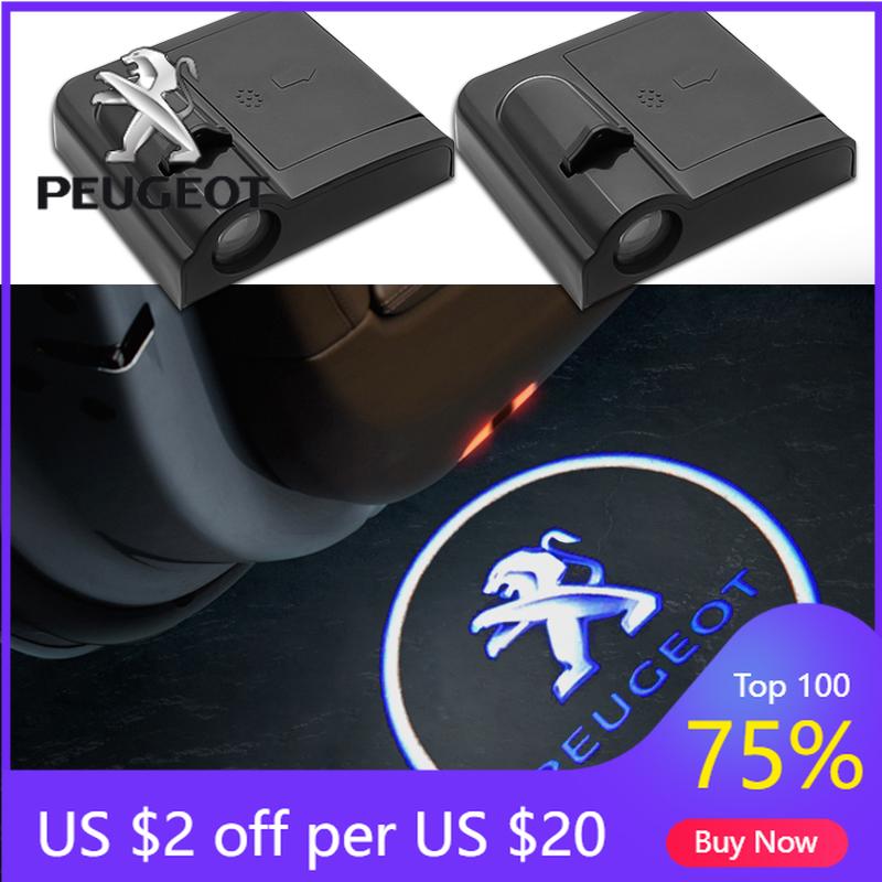 2026 Hot Car Sticker Led HD Car Door Welcome Light Logo Laser Car Door Projector Lamps For Peugeot 3008 508 408 206 CRZ 1008 400