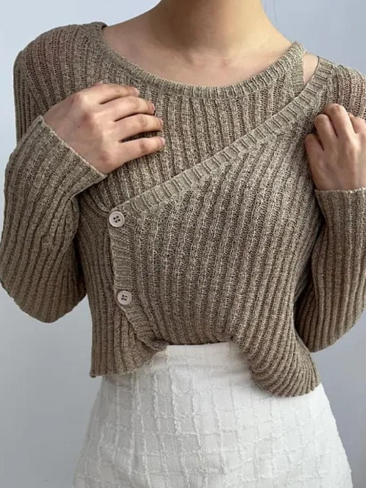 Женский свитер ранней осени, тонкий трикотажный модный свитер в стиле вестерн с пряжкой, ажурным дизайном, дышащая рубашка с длинным рукавом, защита от солнца...