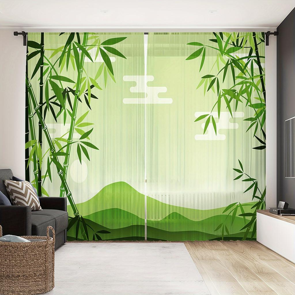 2 шт. Прозрачные шторы с узором «зеленая лоза» для оконных карманов, шторы для спальни, гостиной, украшения дома