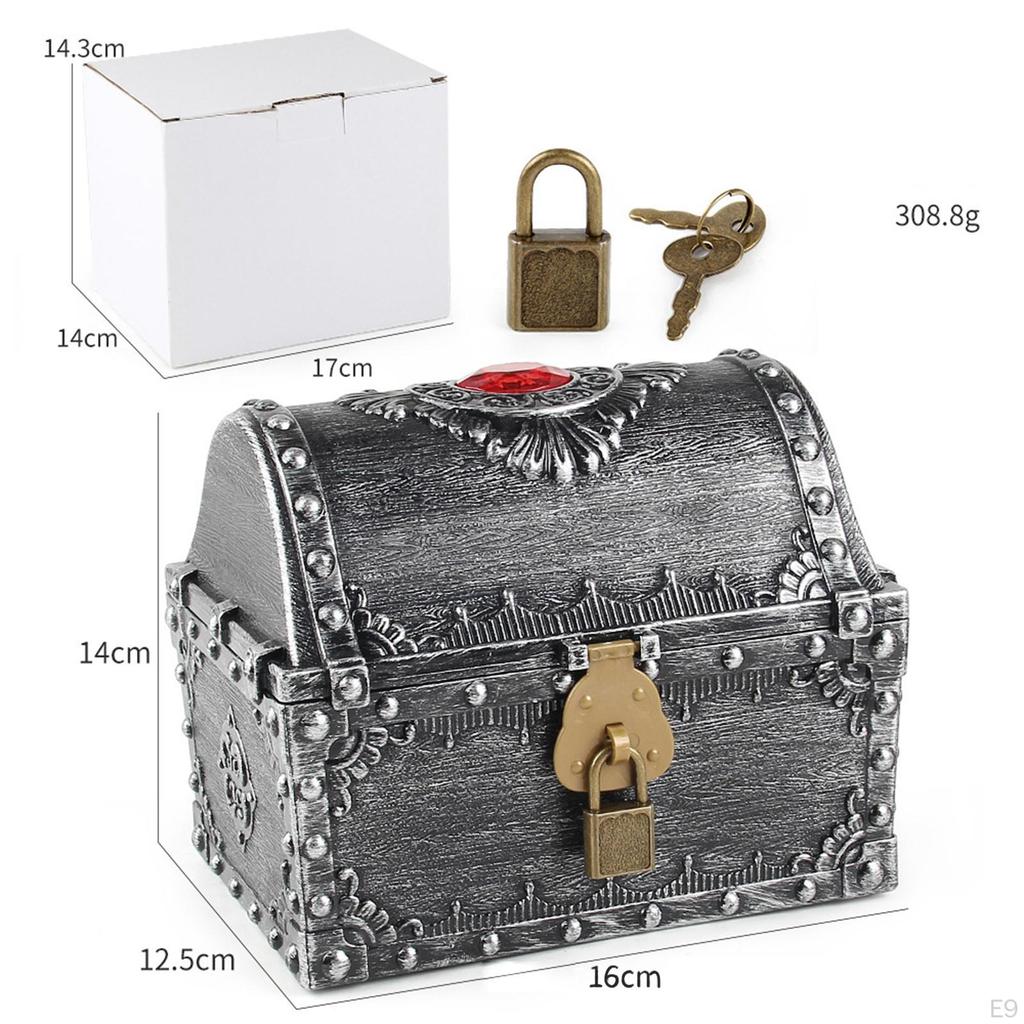 Adventurous Treasure Box Decorative Vintage Chest with Lock Antique Color Treasures Collection