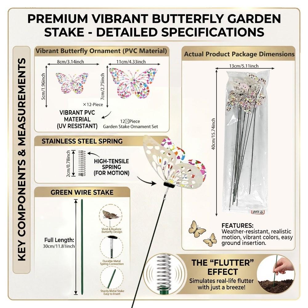 Colorful Butterfly Stakes Plant Plug Artificial Butterfly Decorative Pile Courtyard Flower Pots