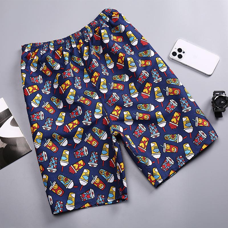 Пляжные брюки Мужские быстросохнущие свободные тонкие четверти шорты Спортивные повседневные брюки с цветочным принтом