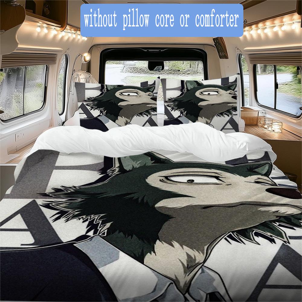 Beastars Pattern Bedding,Quilt Set Quilt Cover Pillowcase Home Birthday Gift (1*duvet cover+2*pillowcase,without core)XSJT0917049