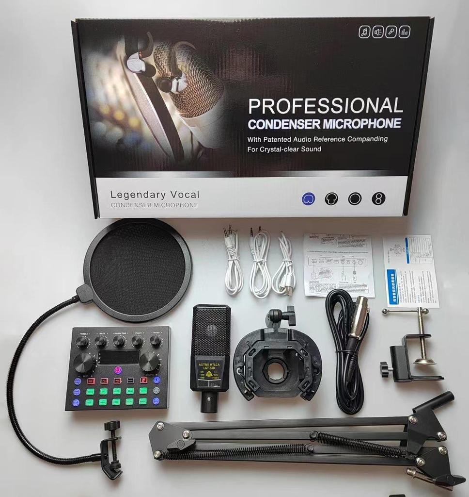 Конденсаторный микрофон BM800 и звуковая карта V8/V8S для мобильных устройств, компьютеров и прямой трансляции