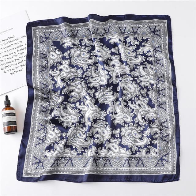 Модный шелковый квадратный шарф для женщин, 60 см, атласная шея, повязка для волос, сумка, мягкий офисный шейный платок, хиджаб, женский платок, бандана